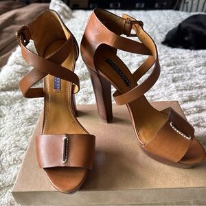 Ralph Lauren Collection Platform Brown Leather
High Heels 8